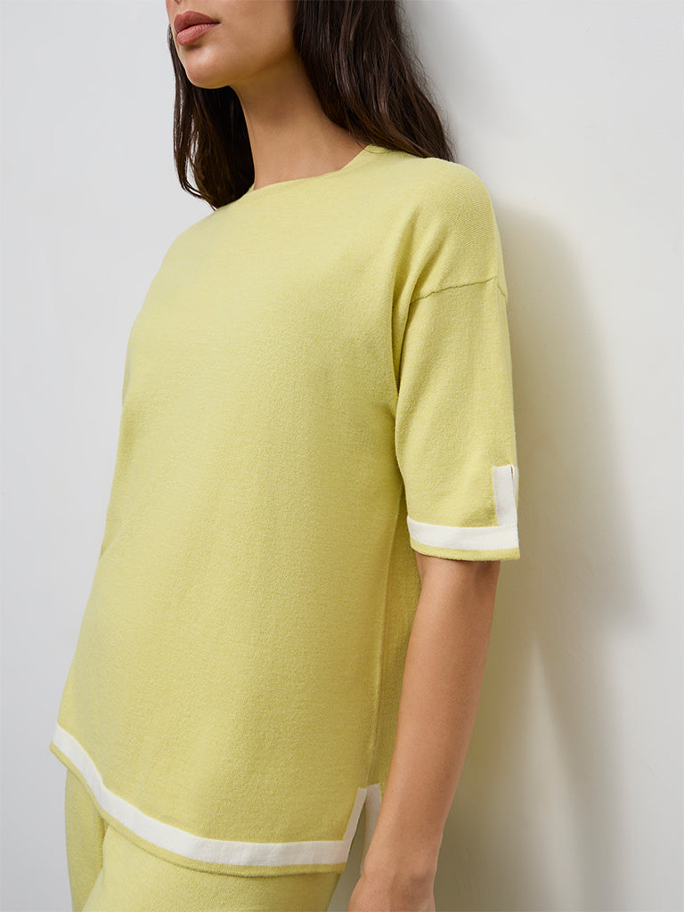 Wunderlove Lime Contrast-Detail Top