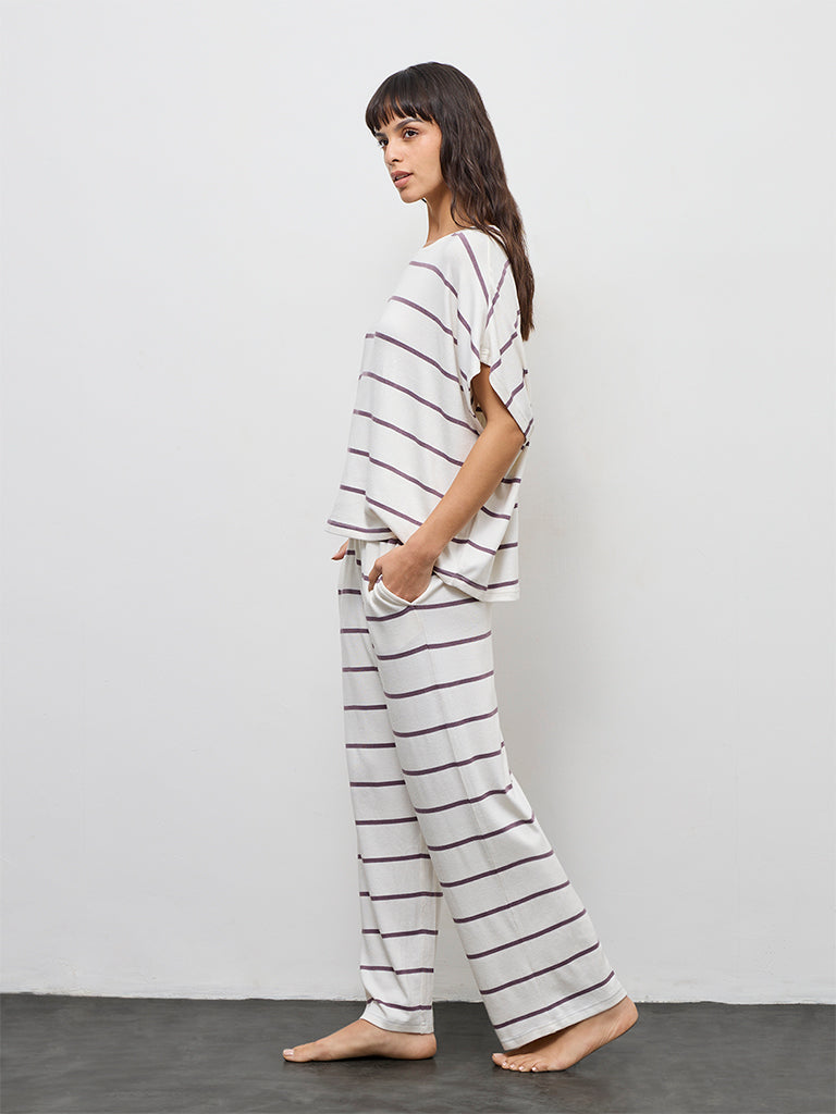 Wunderlove White Striped High-Rise Pants