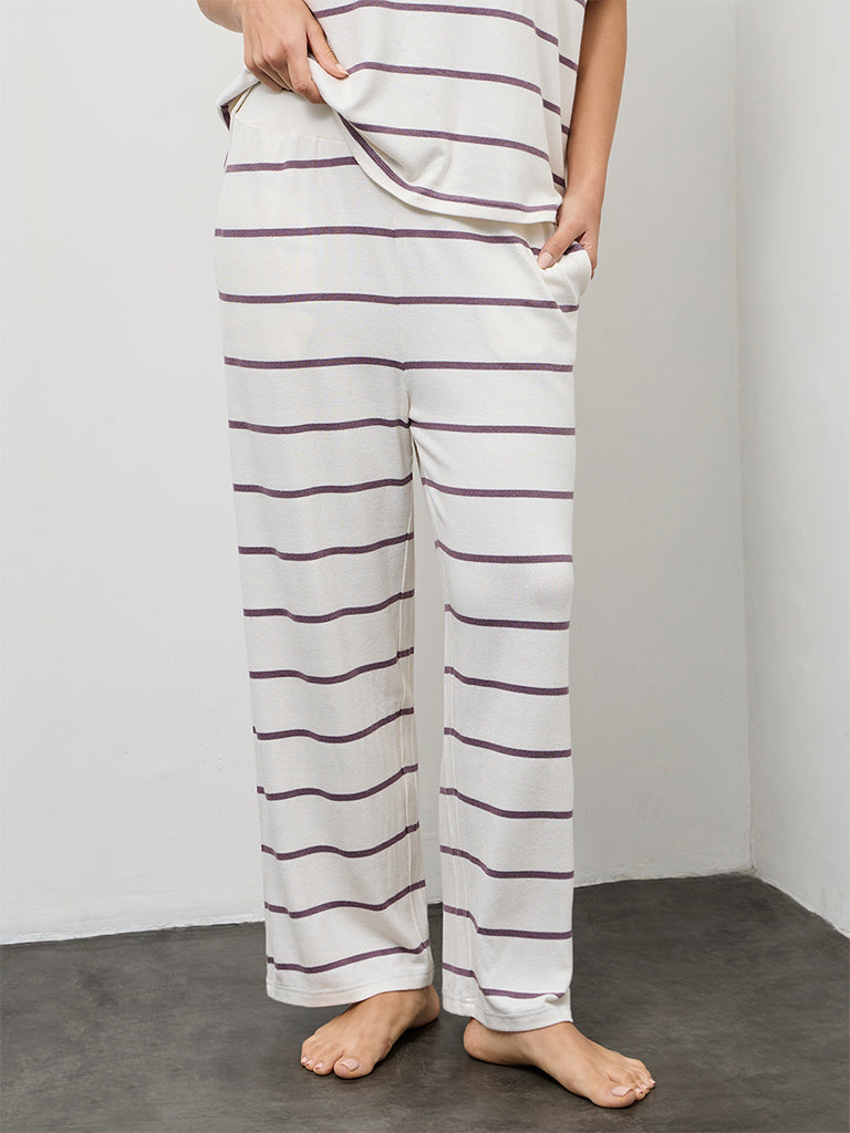 Wunderlove White Striped High-Rise Pants