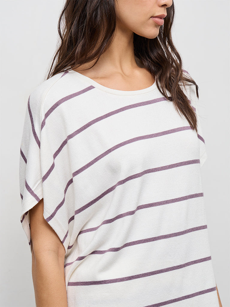 Wunderlove White Stripe Printed T-Shirt