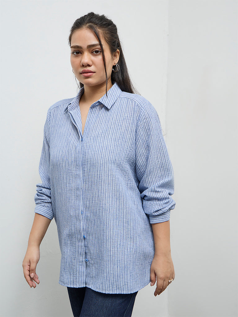 Gia Blue Striped Shirt