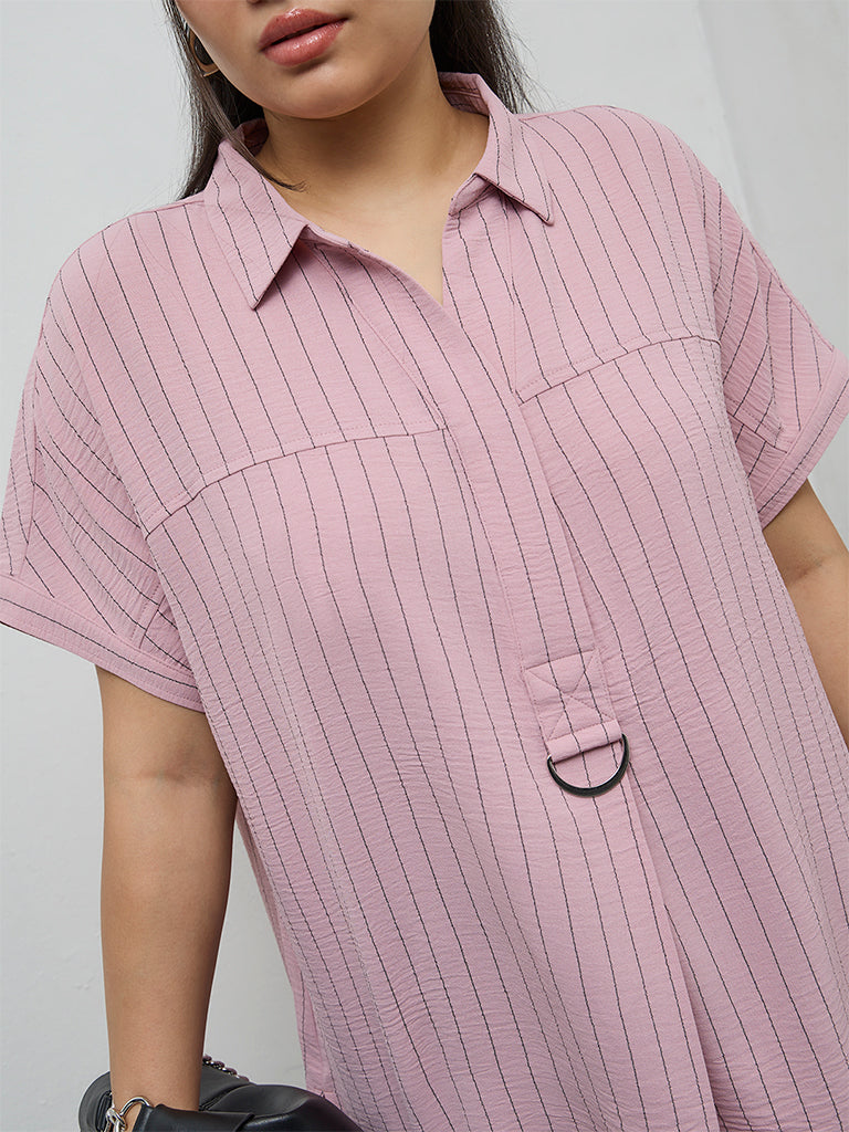 Gia Dusty Pink Striped Blouse