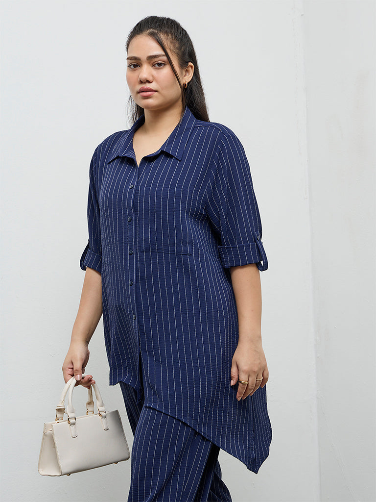 Gia Navy Pinstripe Shirt