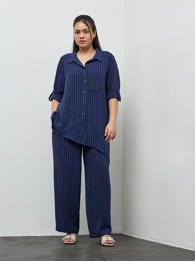 Gia Navy Pinstripe Shirt
