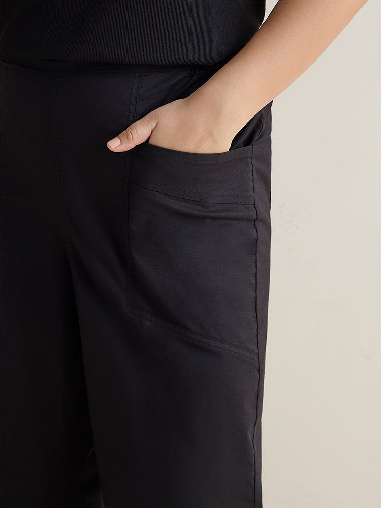 Gia Black High-Rise Cotton-Blend Pants