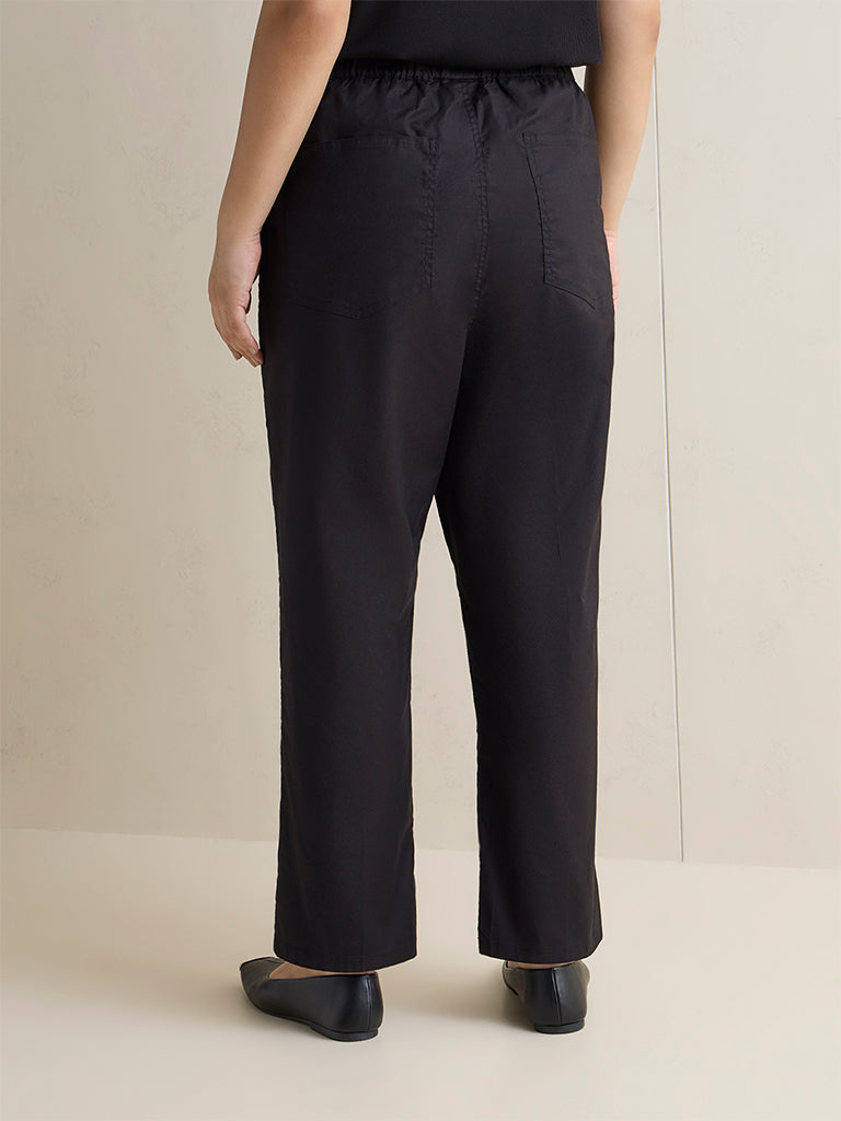 Gia Black High-Rise Cotton-Blend Pants