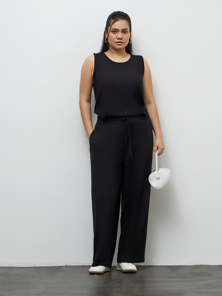 Gia Black Solid High-Rise Pants