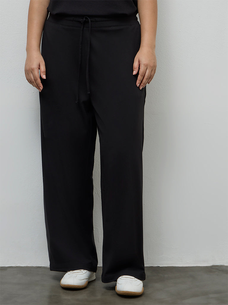 Gia Black Solid High-Rise Pants