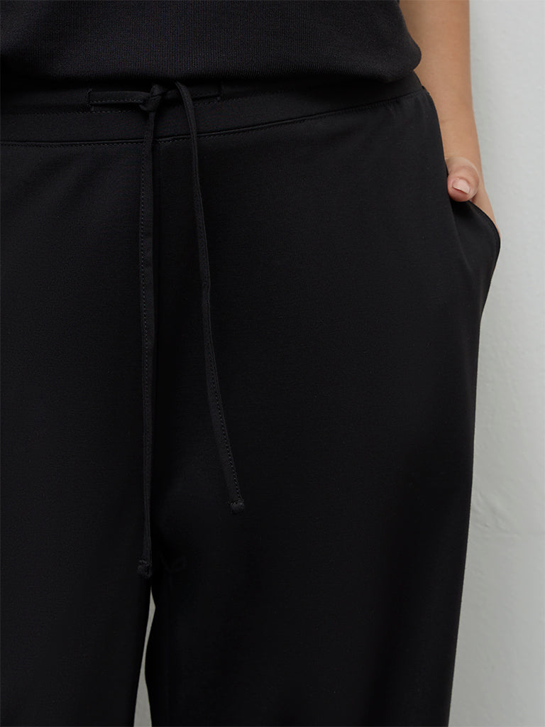 Gia Black Solid High-Rise Pants