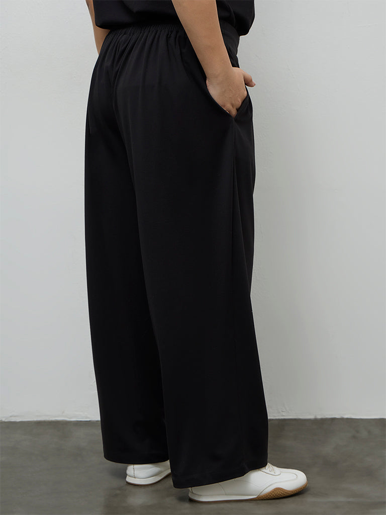 Gia Black Solid High-Rise Pants