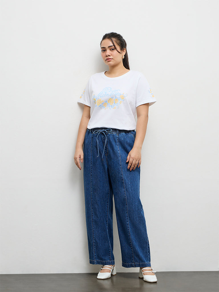 Gia Blue High-Rise Denim Trousers