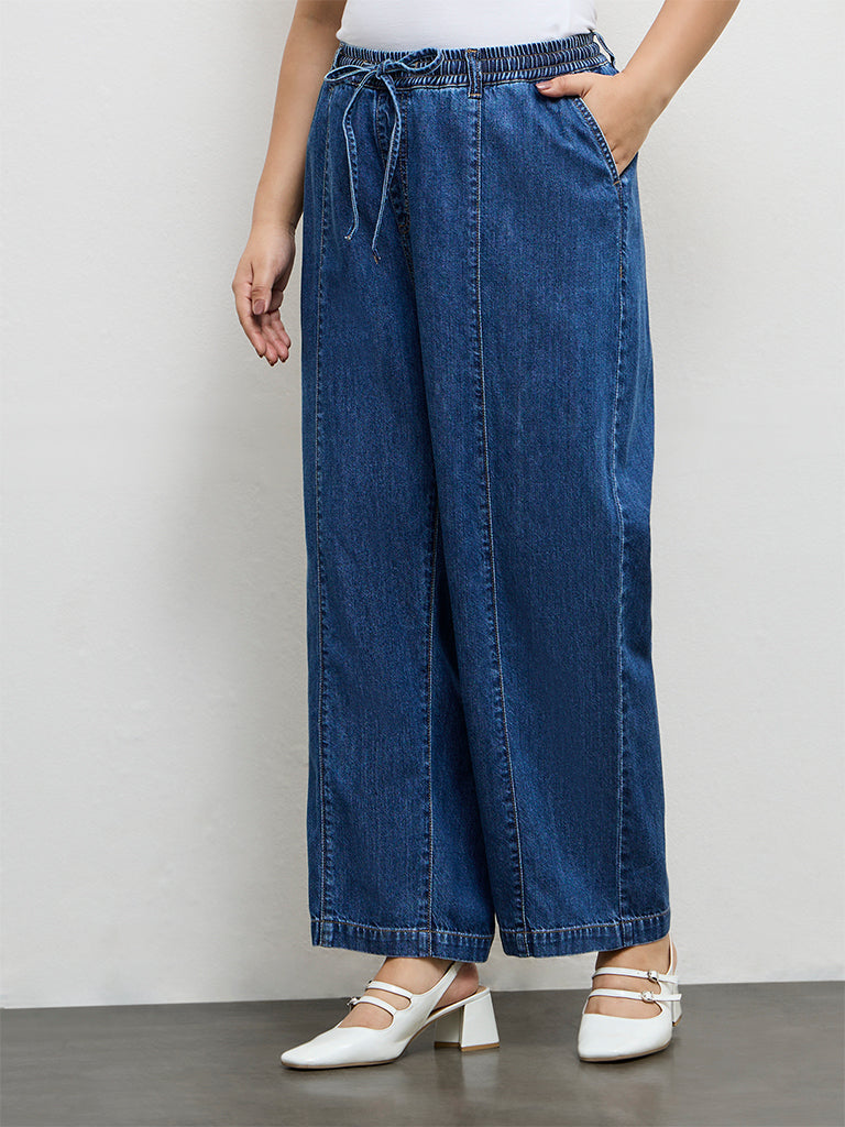 Gia Blue High-Rise Denim Trousers