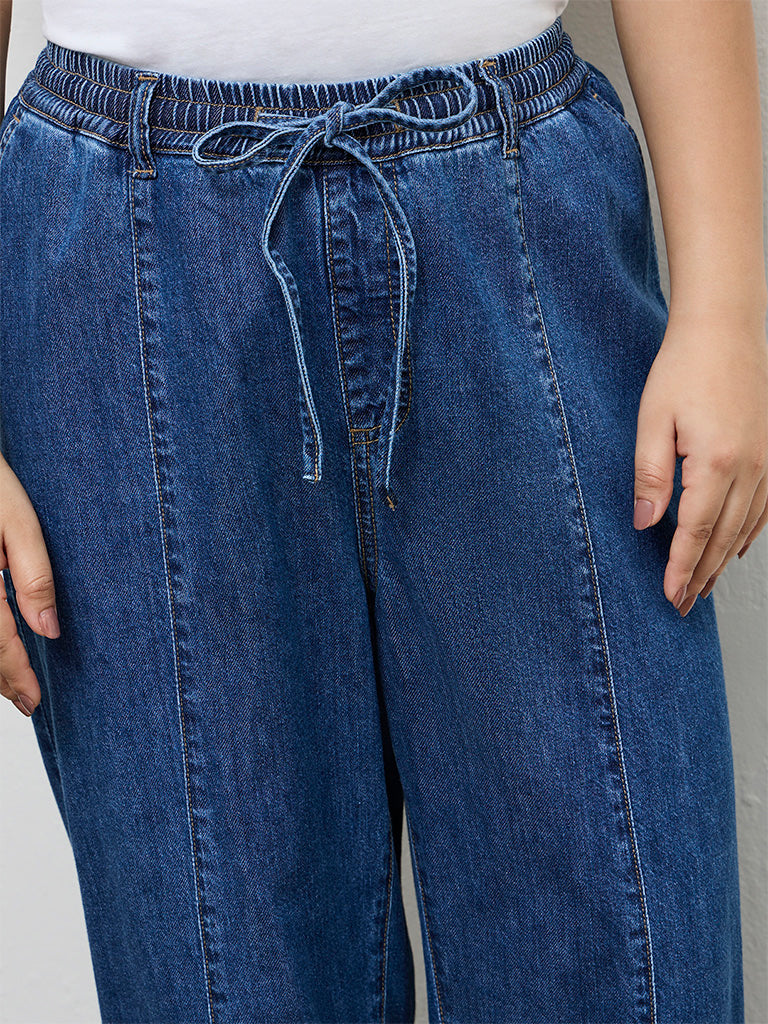 Gia Blue High-Rise Denim Trousers