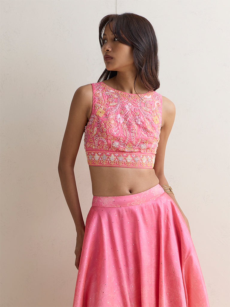 Vark Pink Embellished Blouse