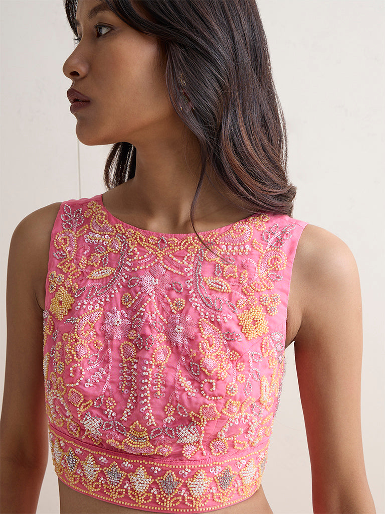 Vark Pink Embellished Blouse