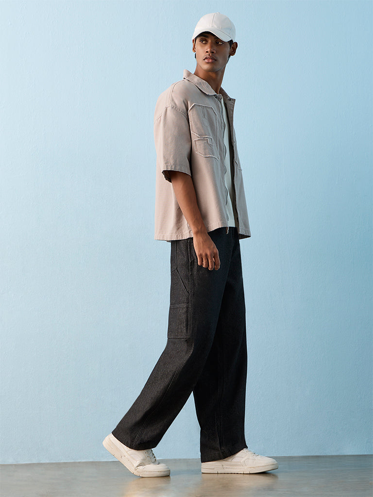 Nuon Black Relaxed-Fit Mid-Rise Jeans