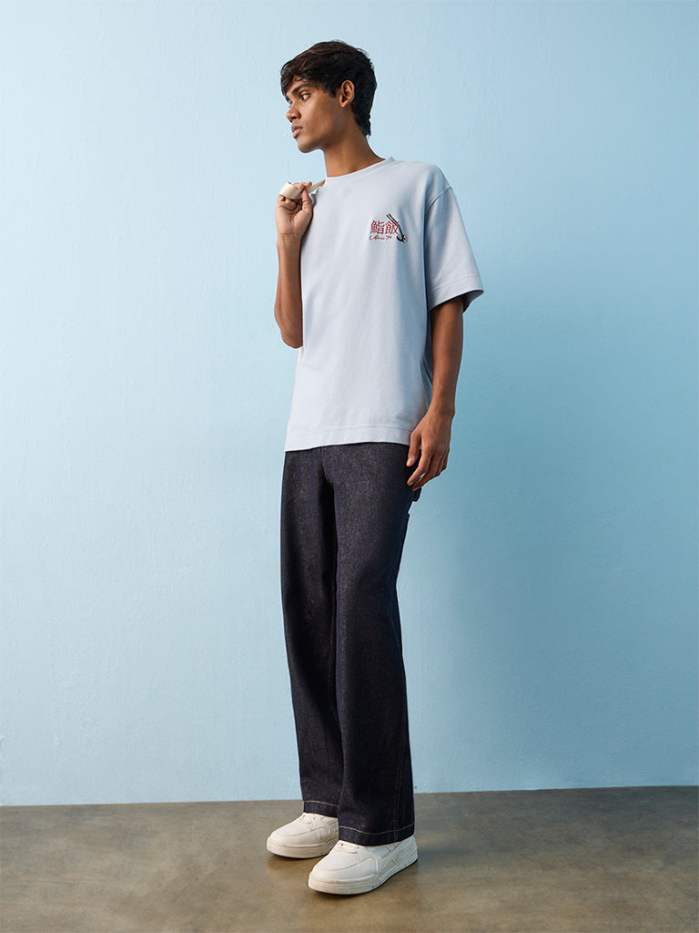 Nuon Dark Blue Relaxed-Fit Mid-Rise Jeans