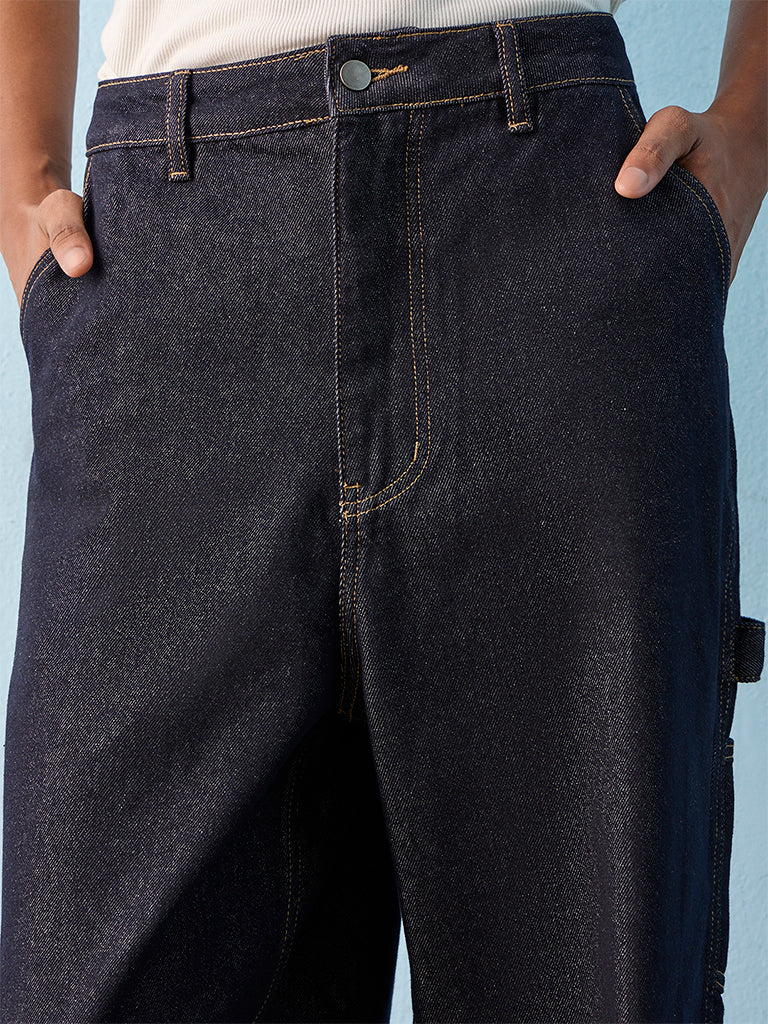Nuon Dark Blue Relaxed-Fit Mid-Rise Jeans