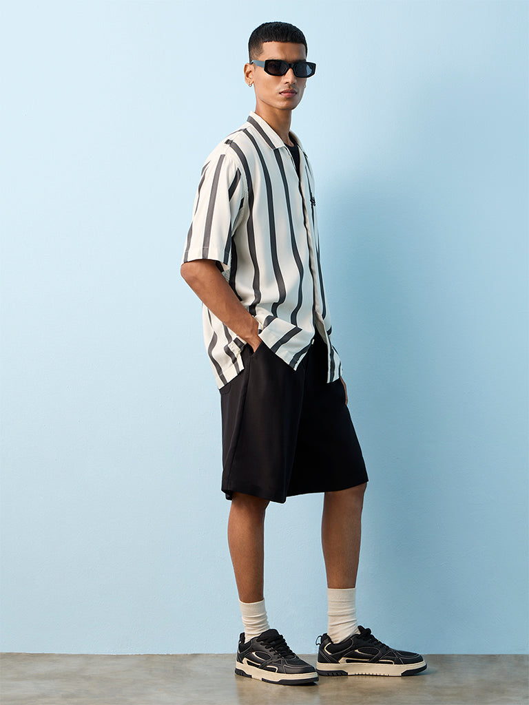 Nuon Off-White Striped Relaxed-Fit Shirt