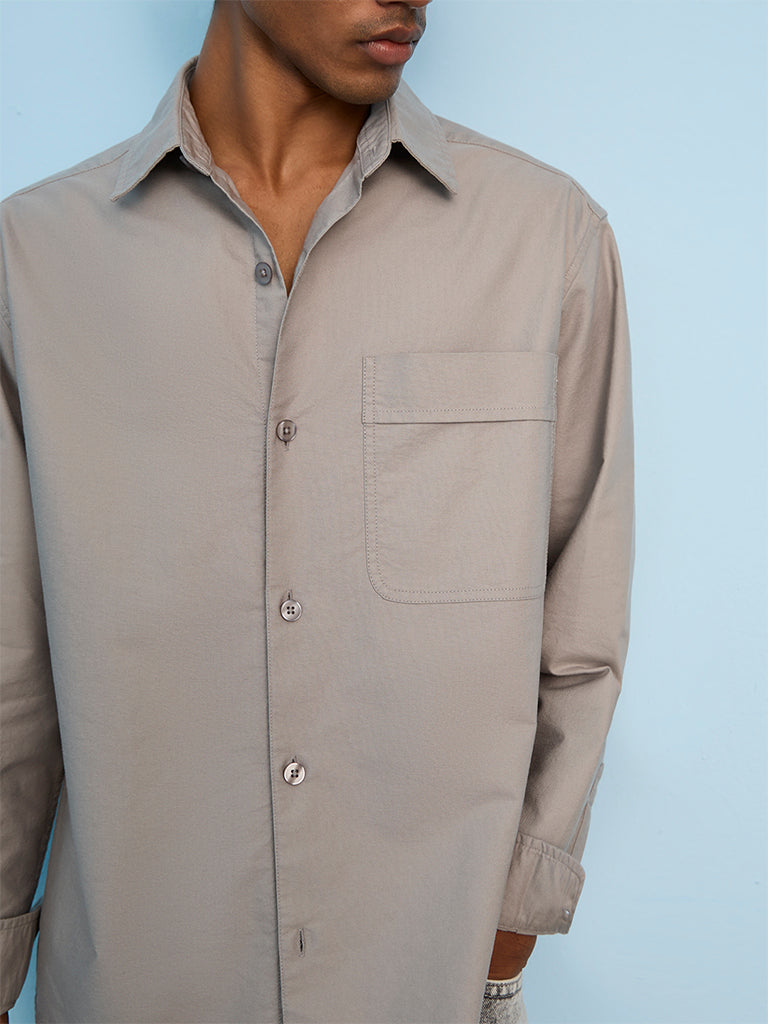 Nuon Grey Relaxed-Fit Cotton Shirt