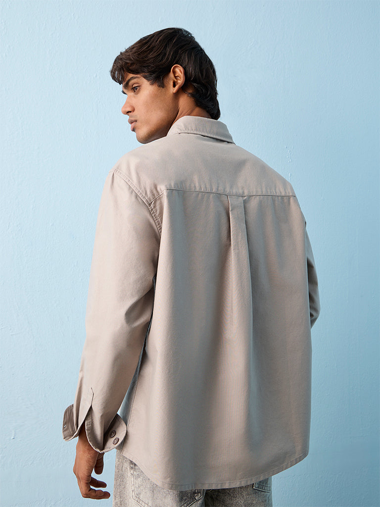 Nuon Grey Relaxed-Fit Cotton Shirt
