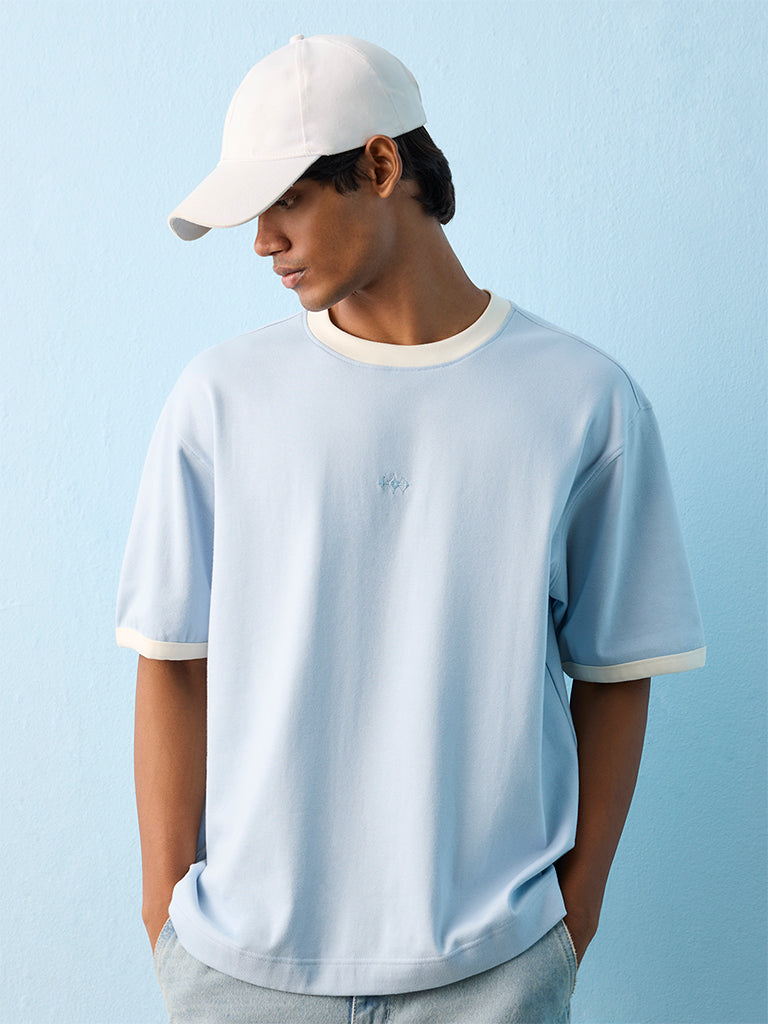 Nuon Blue Relaxed-Fit Cotton-Blend T-Shirt