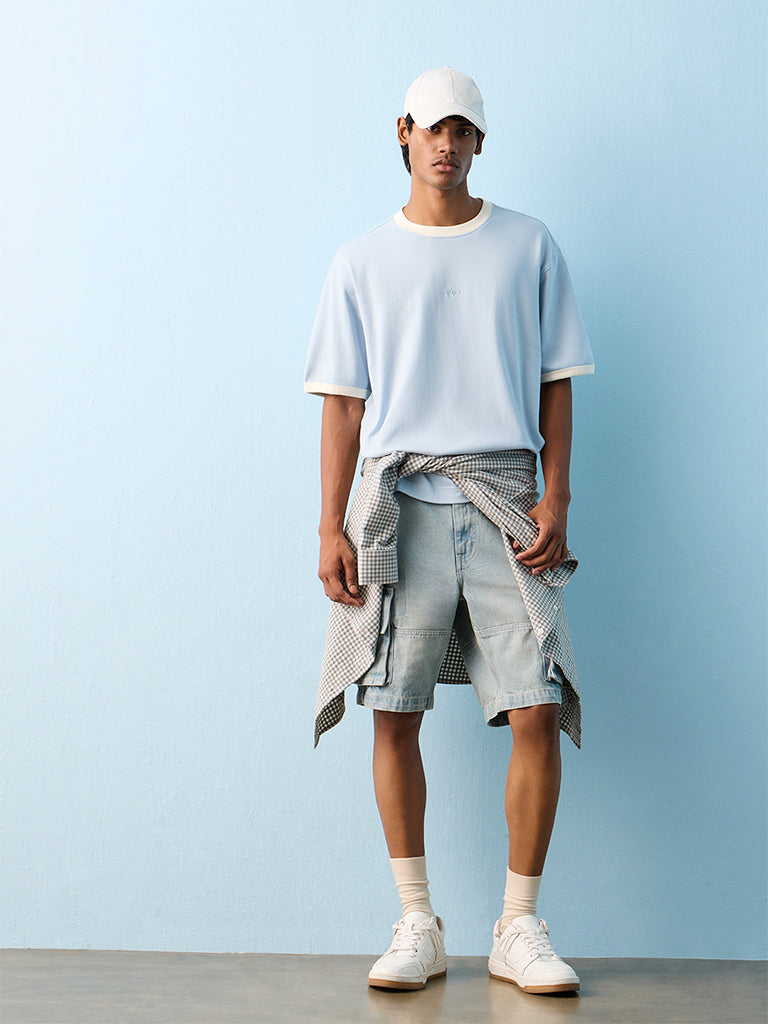 Nuon Blue Relaxed-Fit Cotton-Blend T-Shirt