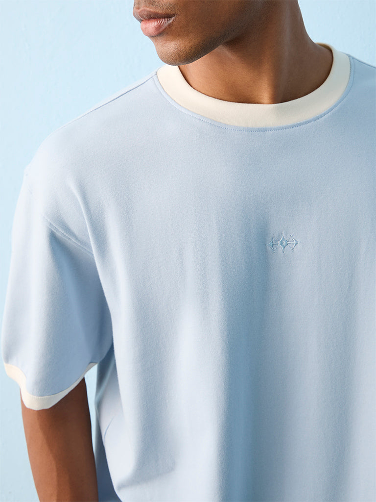 Nuon Blue Relaxed-Fit Cotton-Blend T-Shirt
