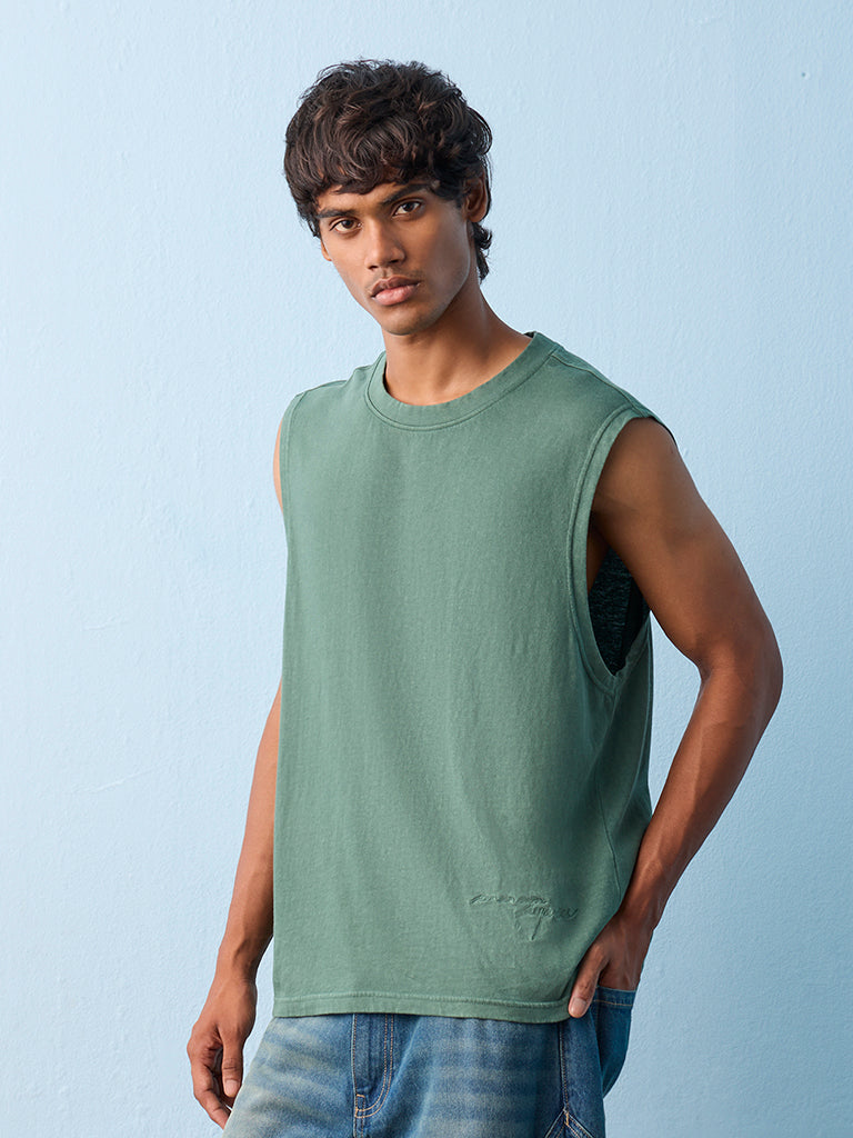 Nuon Green Relaxed-Fit Cotton T-Shirt