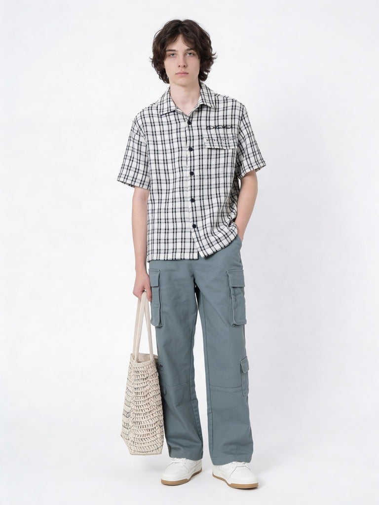 Boys Black Check Printed Cotton Shirt
