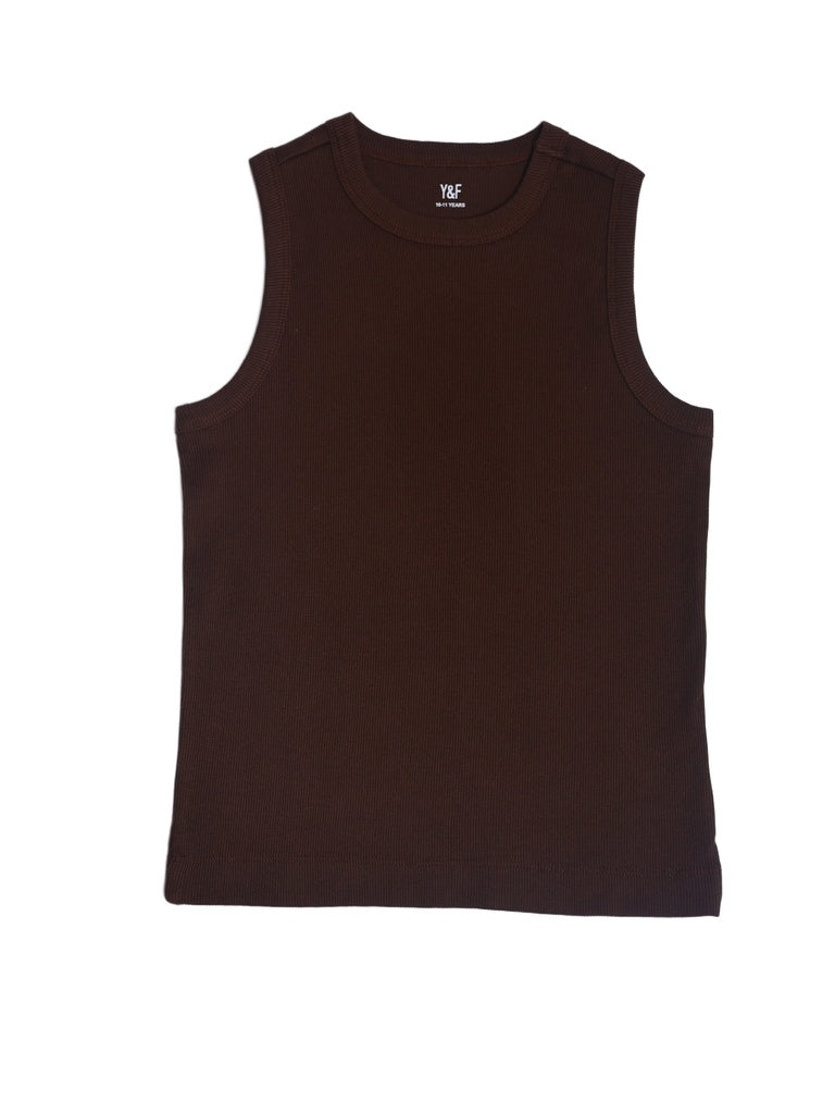 Boys Brown Slim-Fit Cotton-Blend Vest