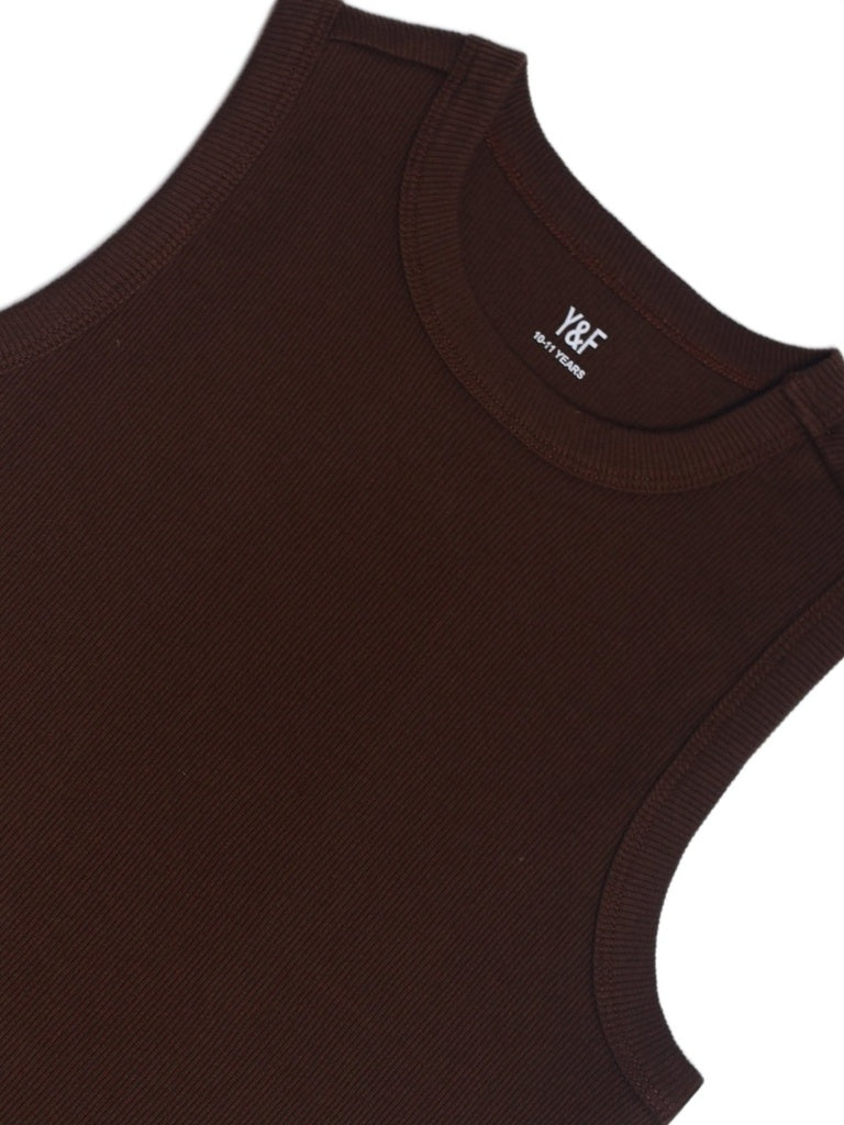 Boys Brown Slim-Fit Cotton-Blend Vest