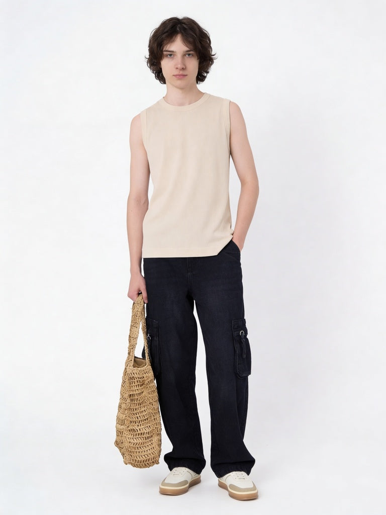 Boys Off-White Cotton-Blend Vest