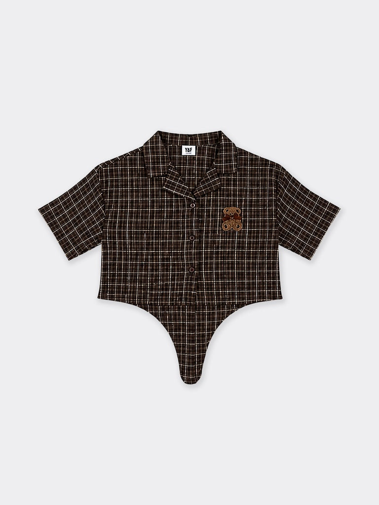 Girls Brown Checked Cotton Shirt