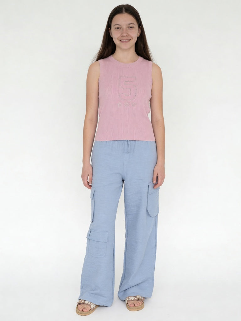 Girls Pink Graphic Printed Top