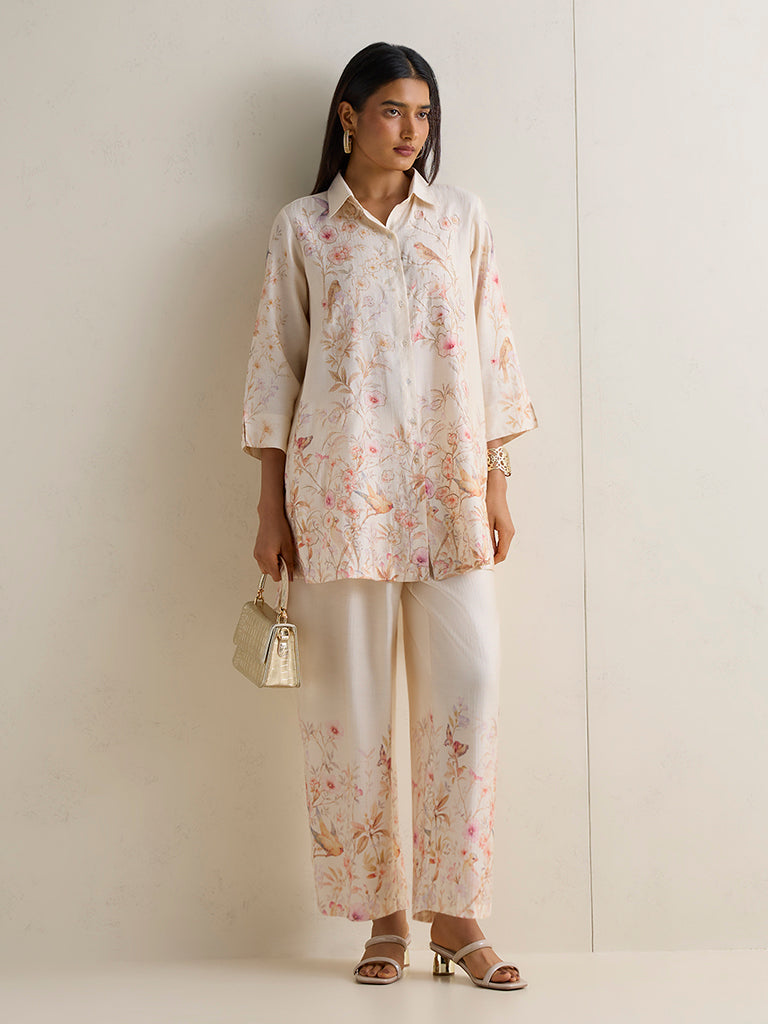 Vark Off-White Nature-Inspired Co-ord Set