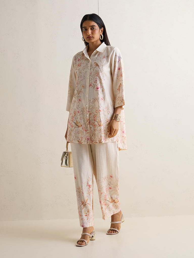 Vark Off-White Nature-Inspired Co-ord Set