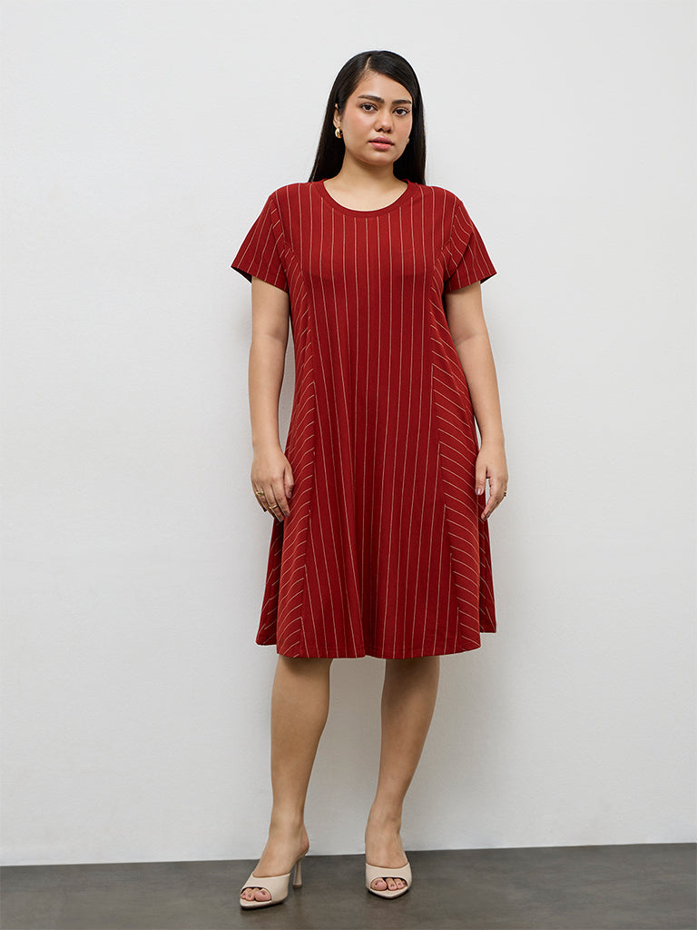 Gia Rust Striped A-Line Dress