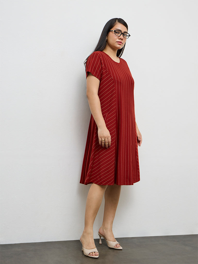 Gia Rust Striped A-Line Dress