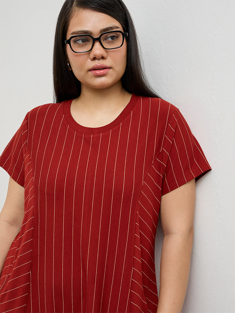 Gia Rust Striped A-Line Dress