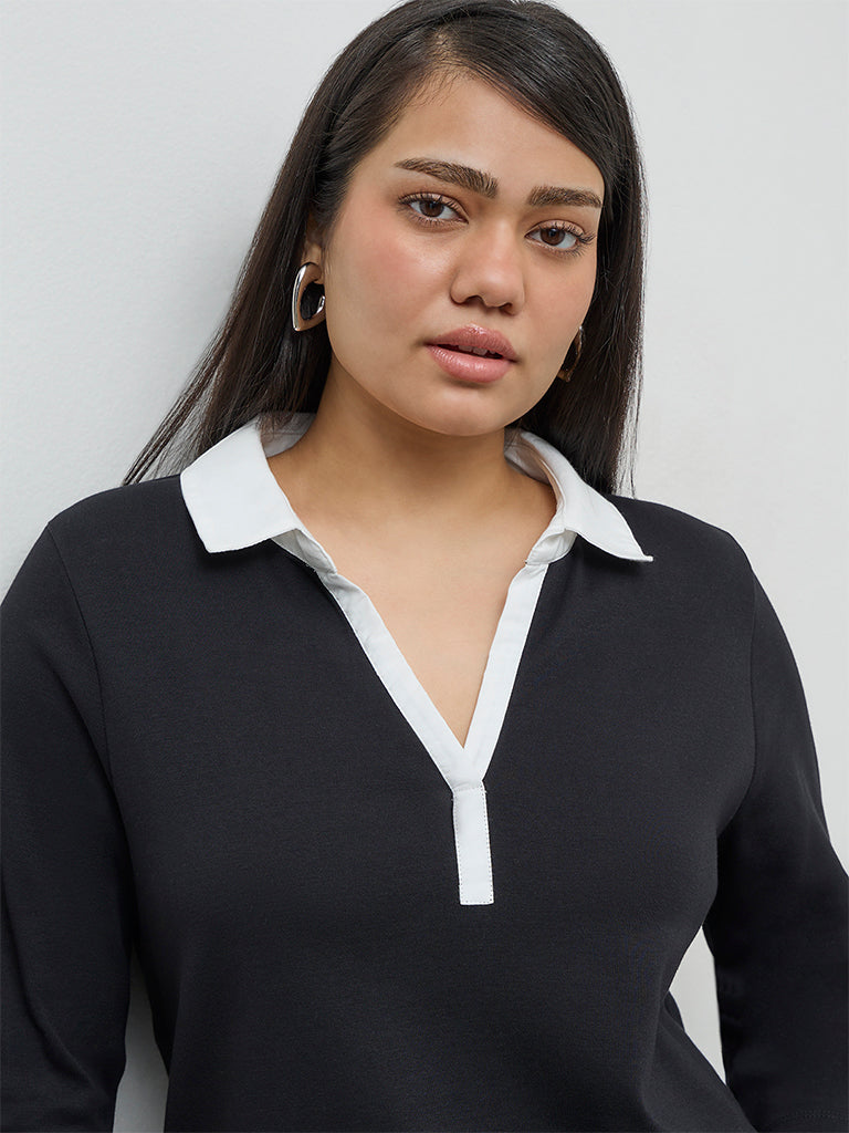 Gia Black Solid Cotton Blouse