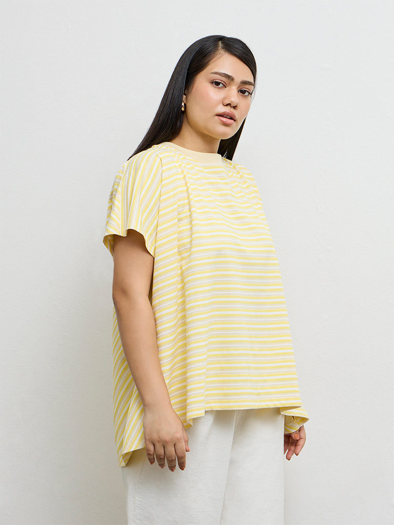 Gia Yellow Striped Cotton T-Shirt