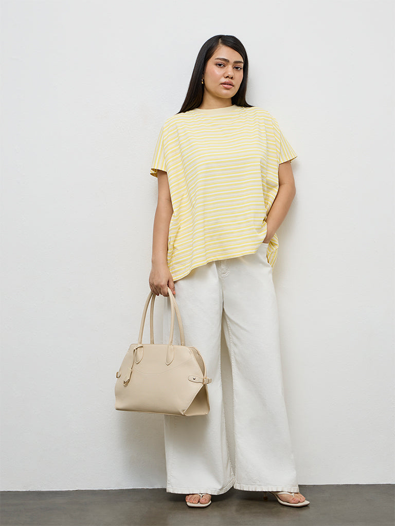 Gia Yellow Striped Cotton T-Shirt