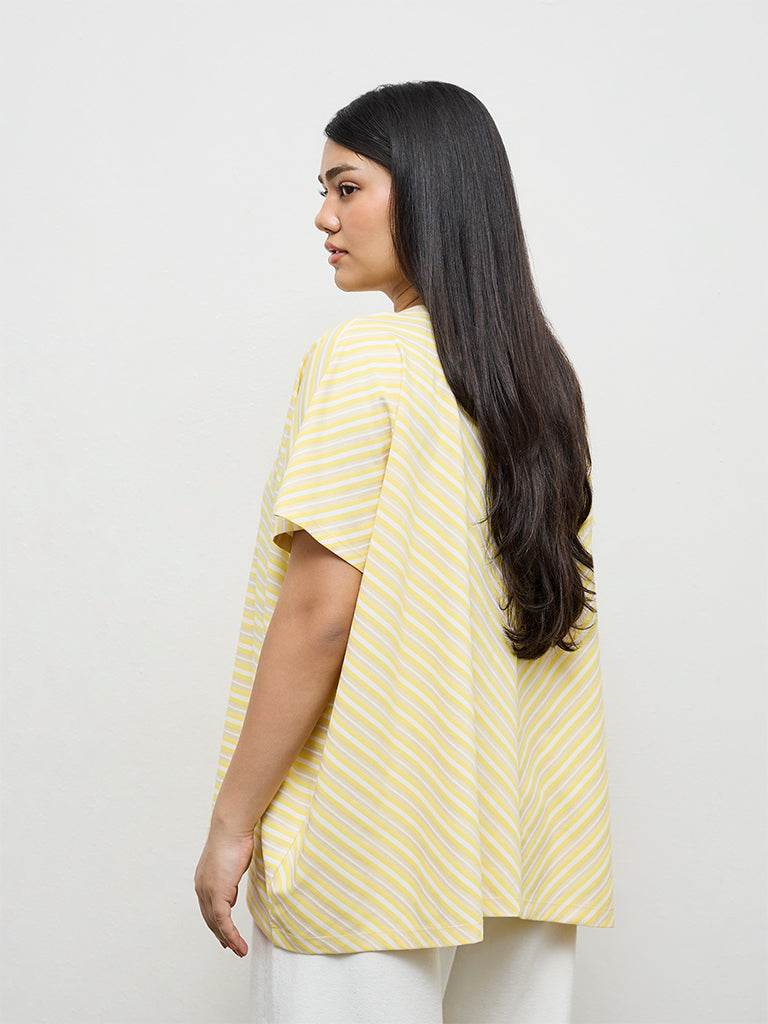 Gia Yellow Striped Cotton T-Shirt