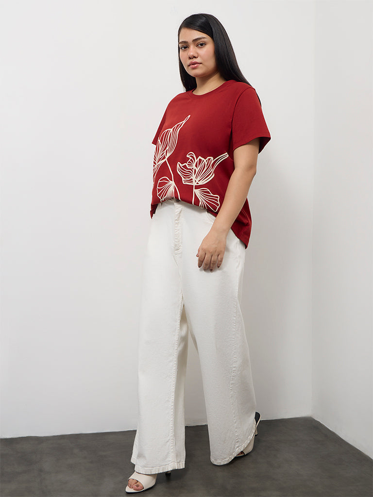 Gia Rust Floral Printed Cotton T-Shirt