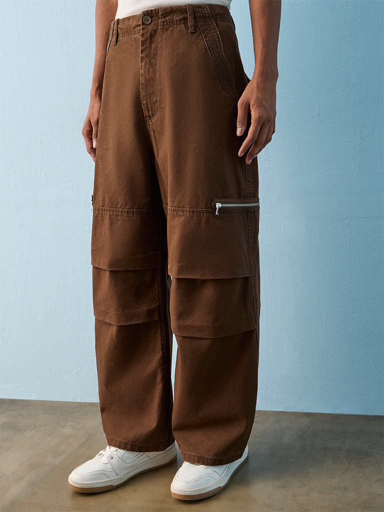 Nuon Brown Relaxed-Fit Mid-Rise Jeans