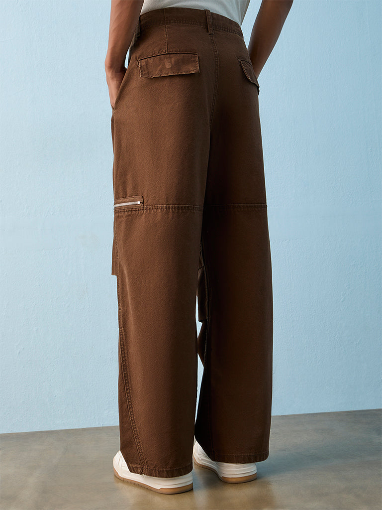 Nuon Brown Relaxed-Fit Mid-Rise Jeans
