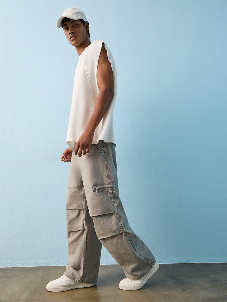 Nuon Grey Relaxed-Fit Mid-Rise Jeans