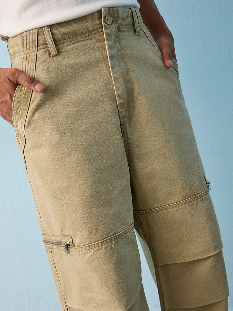Nuon Sage Green Relaxed-Fit Mid-Rise Jeans