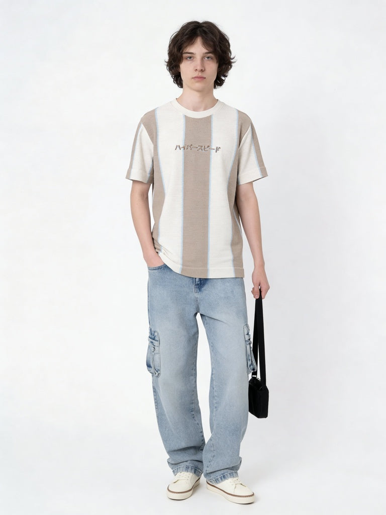 Boys Multicolour Vertical Striped T-Shirt